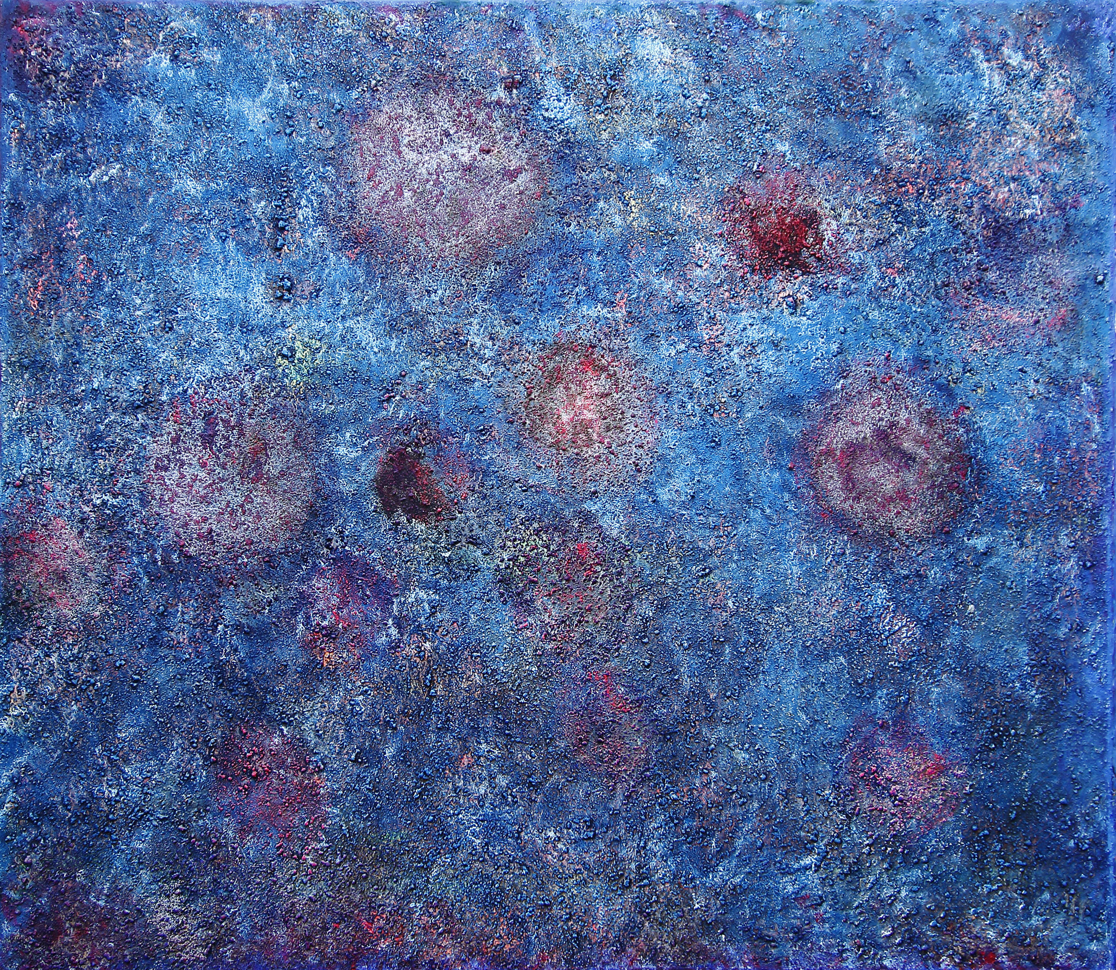 blauer Planet,-blue planet, 2015, 150x160 cm / 59x63 inch (mixed media on canvas)
